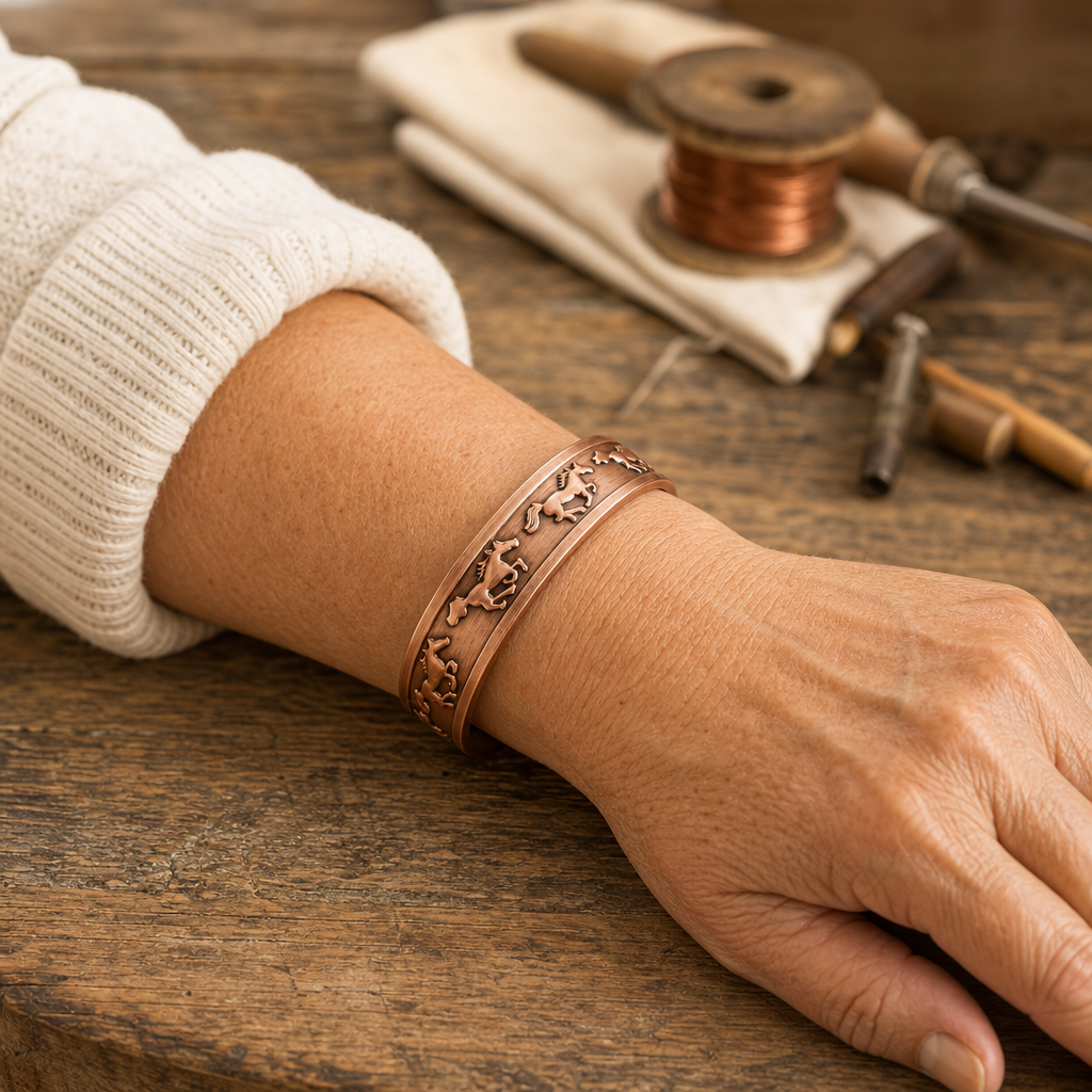 DAISY | KUPFERARMBAND MIT PFERDEMOTIV