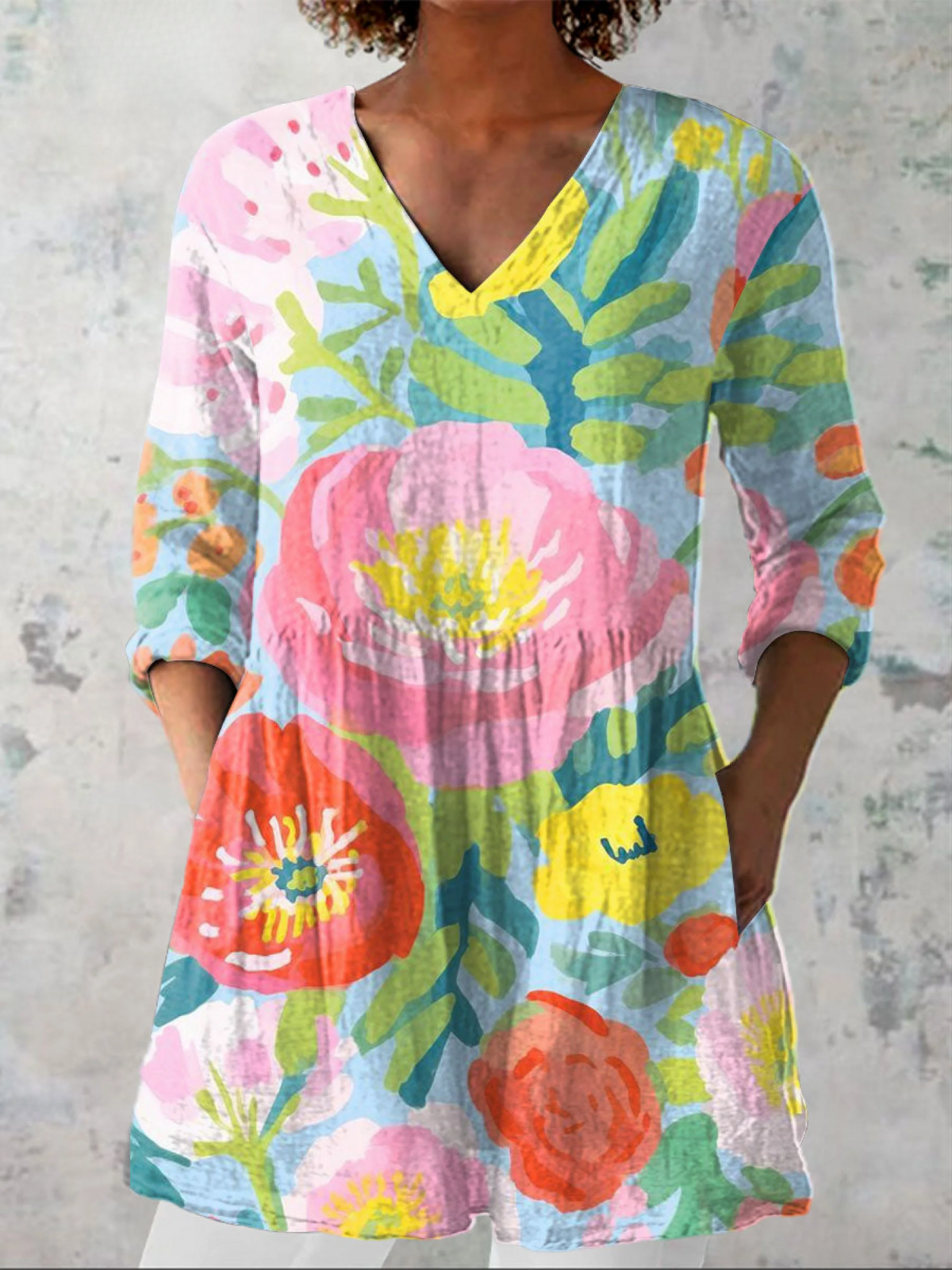 HELENE | LANGE BLUSE MIT V-AUSSCHNITT