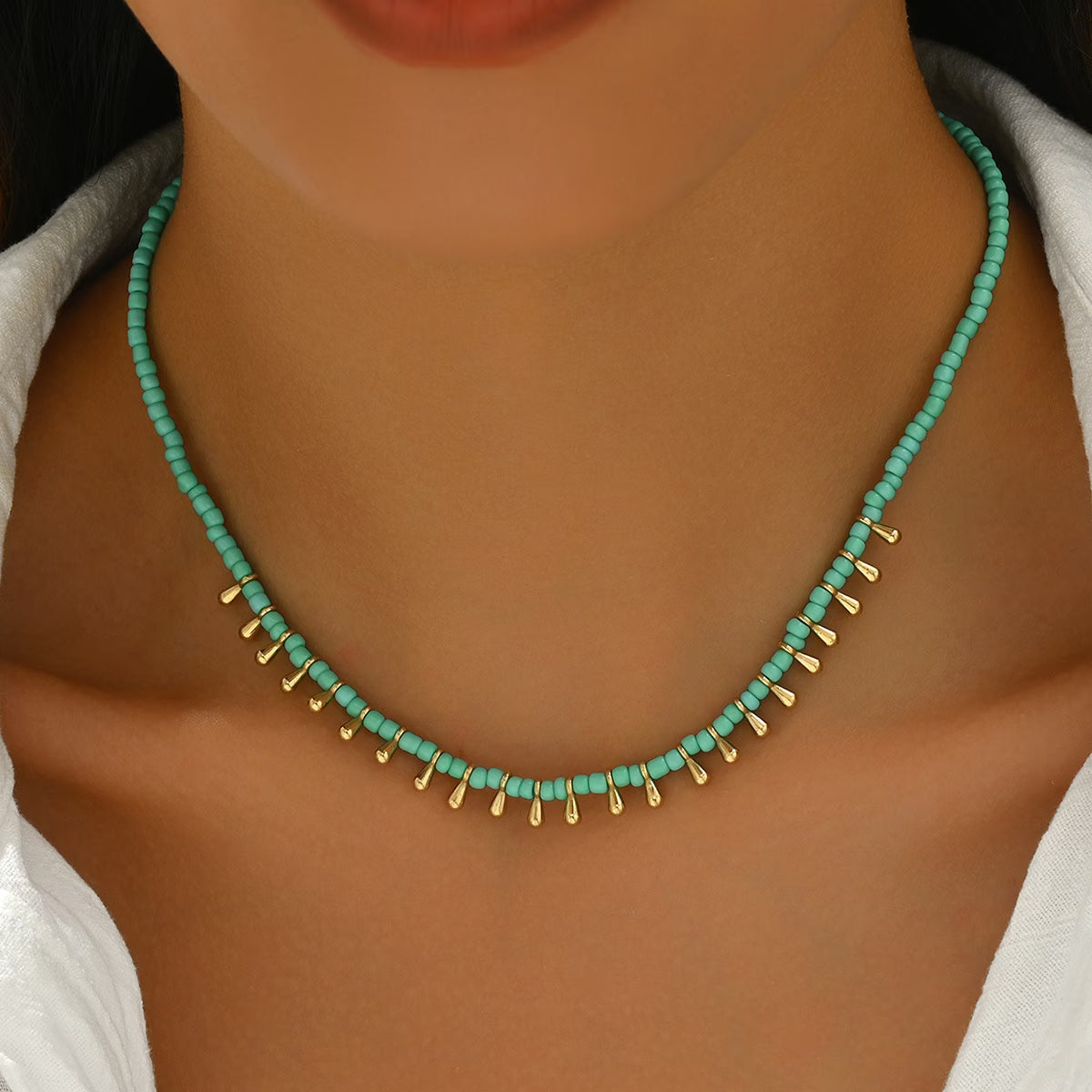 AZURA | MINIMALE KETTE IN TÜRKIS UND GOLD