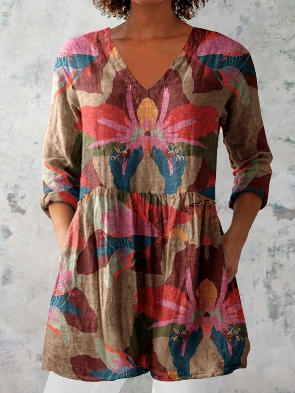 SARAH | LANGE BLUSE MIT V-AUSSCHNITT