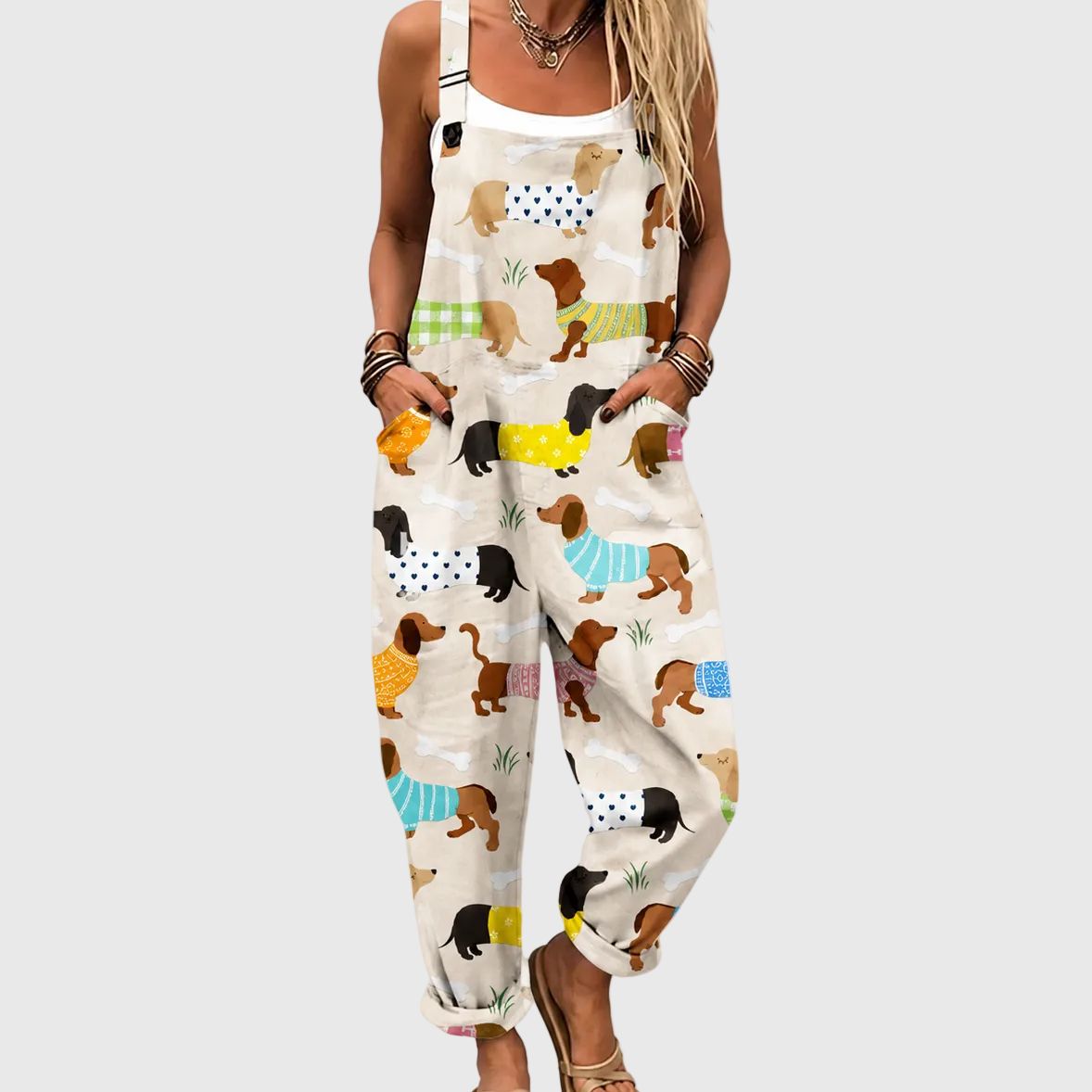 WEICHER JUMPSUIT MIT HUNDEMOTIV