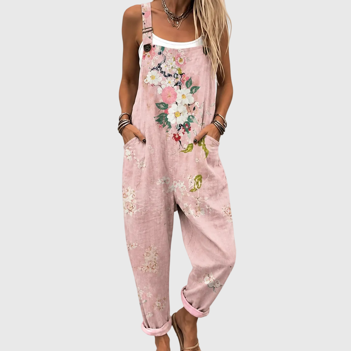 ROSA BLUMEN-LATZHOSE MIT WEICHEM TRAGEKOMFORT