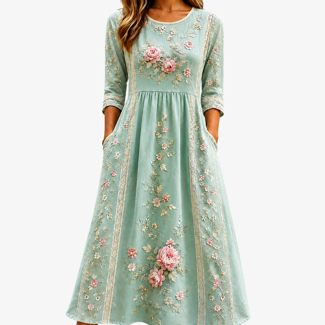 ADELINE | BLUSH ROSE GARDEN GRACE MIDI-KLEID