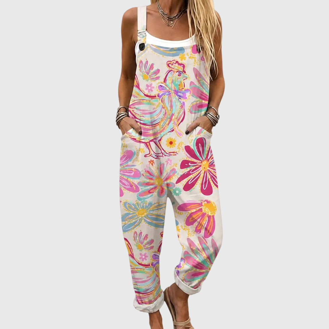 BUNTE BLUMEN-LATZHOSE