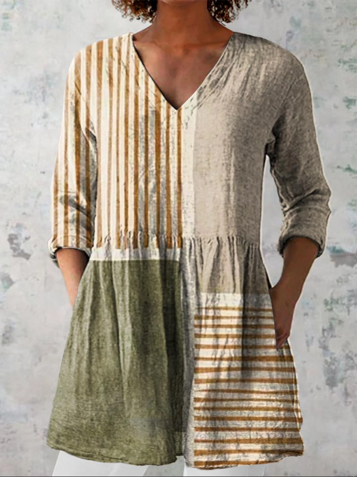 CAMILLE | LANGE BLUSE MIT V-AUSSCHNITT