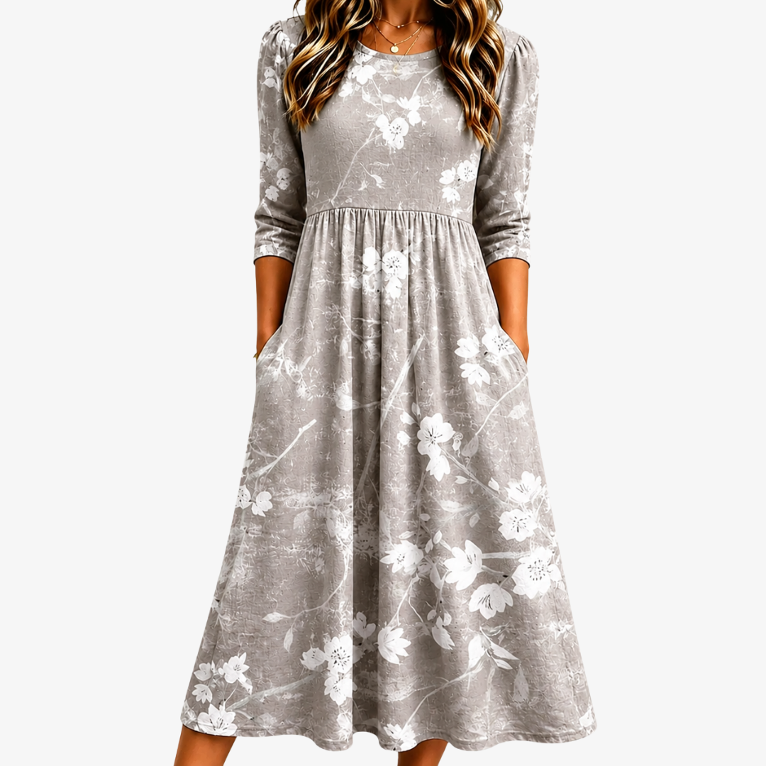 VIOLET | SILVER BLOSSOM GRACE POCKET-MIDIKLEID
