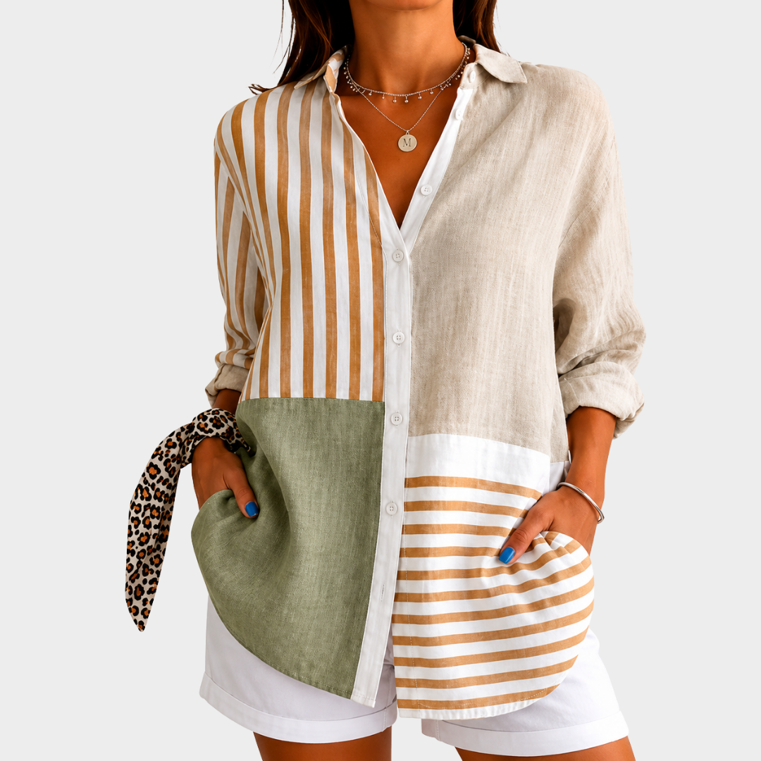 SKYLAR | COASTAL HARMONY PATCHWORK-BLUSE