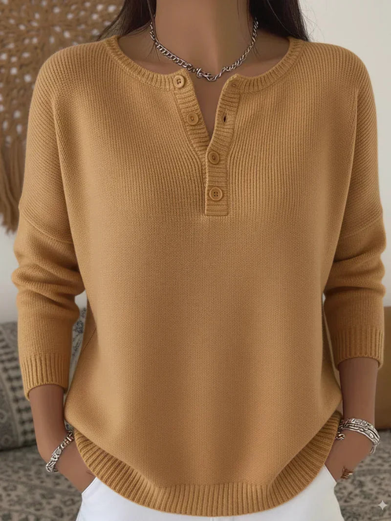 HELENA | HENLEY-STRICKPULLOVER MIT KNOPFLEISTE