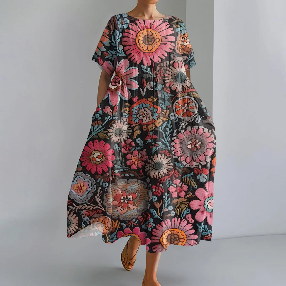 JUTTA | LEICHTES MAXIKLEID MIT WUNDERSCHÖNEM BLUMENDRUCK