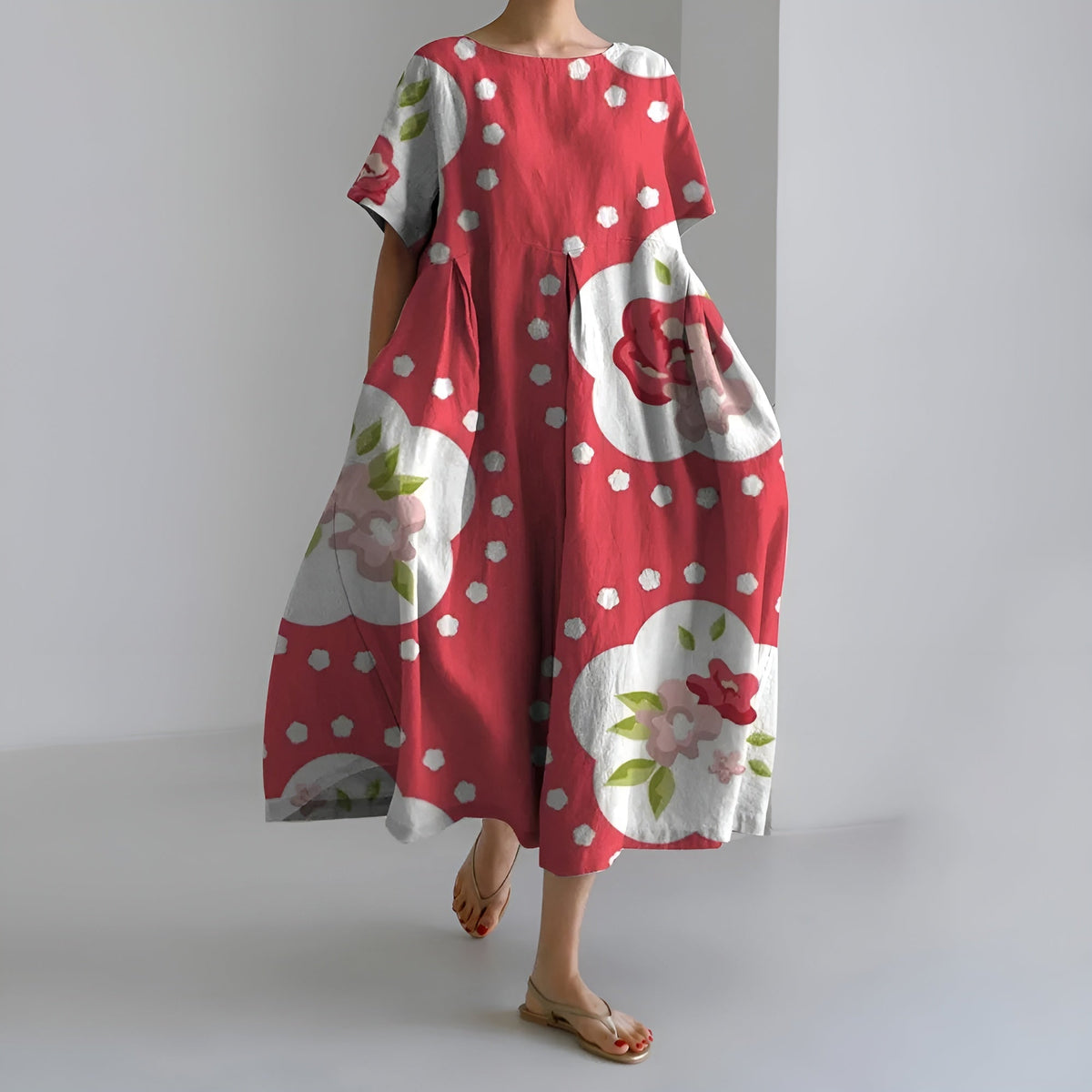 MEERI | KÜNSTLERISCHES MAXIKLEID MIT VINTAGE-BLUMENMUSTER UND MÜHELOSER ELEGANZ