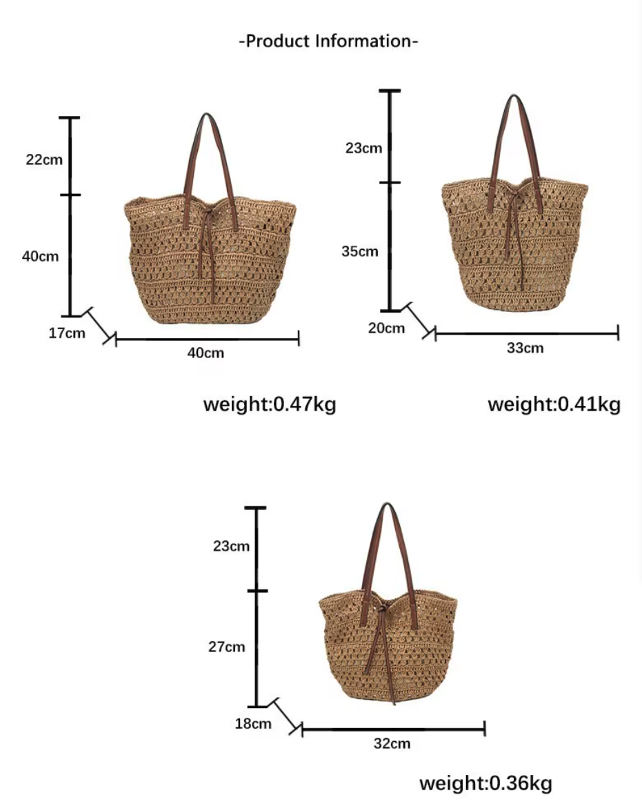LEYLA | HANDGEFLOCHTENE STROHTASCHE
