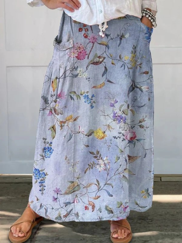 JEDA | ELEGANT VINTAGE BLAUDRUCK-ROCK MIT TASCHEN