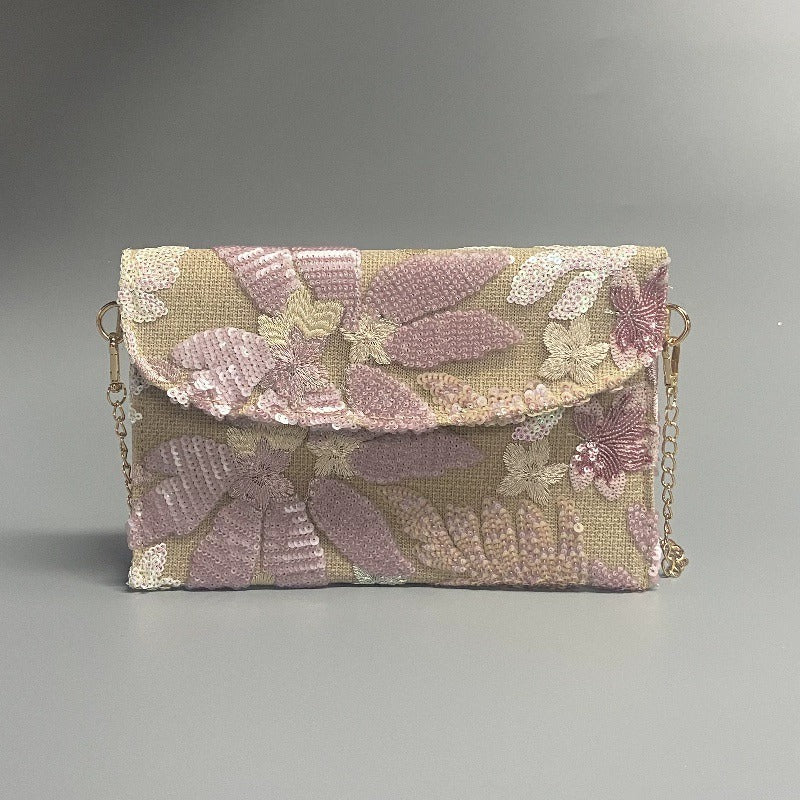 BLUSHBLOOM | FLORALER PAILLETTEN-CLUTCH-UMHÄNGETASCHE