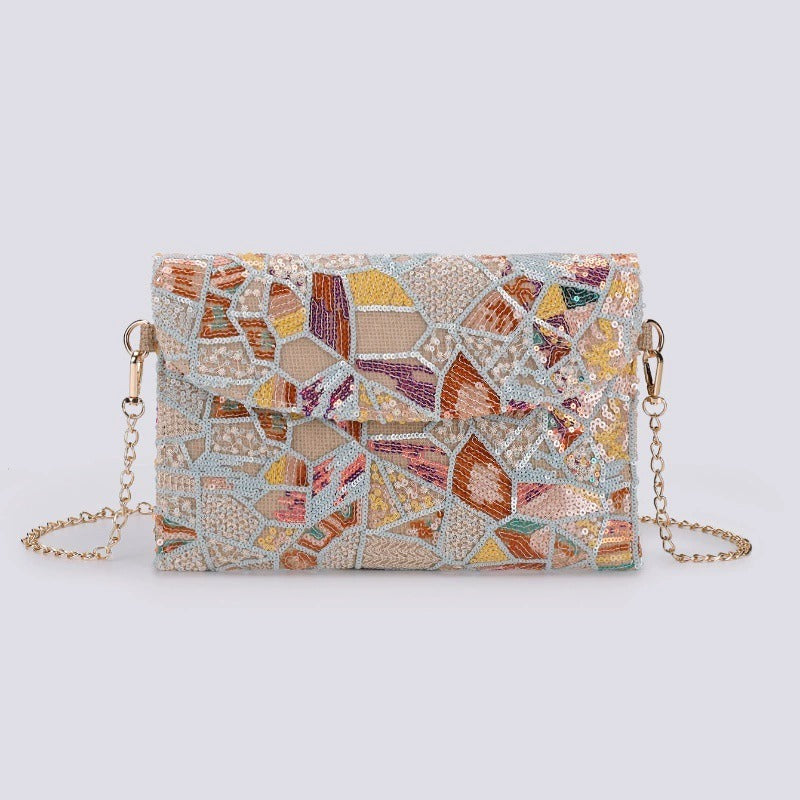 MOSAICGLOW | ABSTRAKTE PAILLETTEN-CLUTCH-UMHÄNGETASCHE