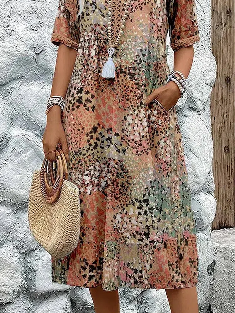 GLORIA | VIBRANTES MIDI-KLEID MIT ELEGANTEM BAUCH-WEG-EFFEKT