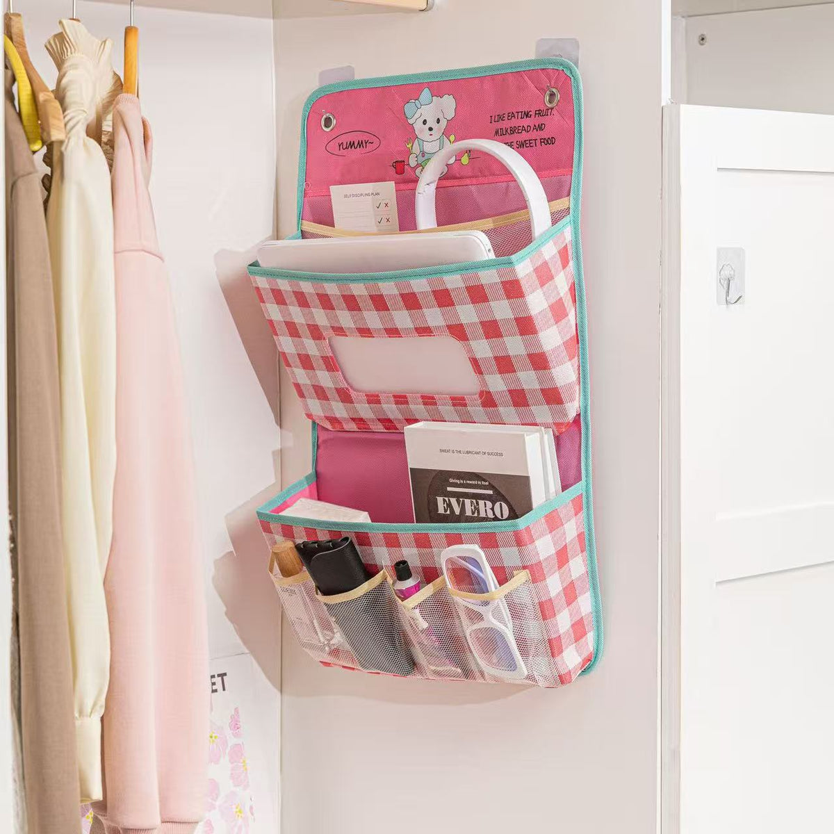 ROSYHAVEN | HÄNGENDER KLEIDERSCHRANK-ORGANIZER MIT ROSA KAROMUSTER