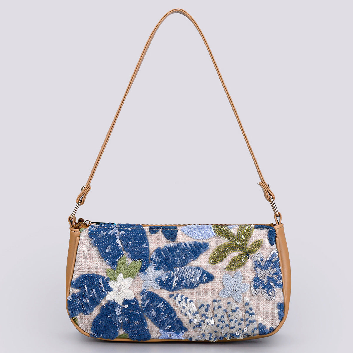 OCEANBLOOM | SCHULTERTASCHE MIT BLAUEN BLUMENPAILLETTEN