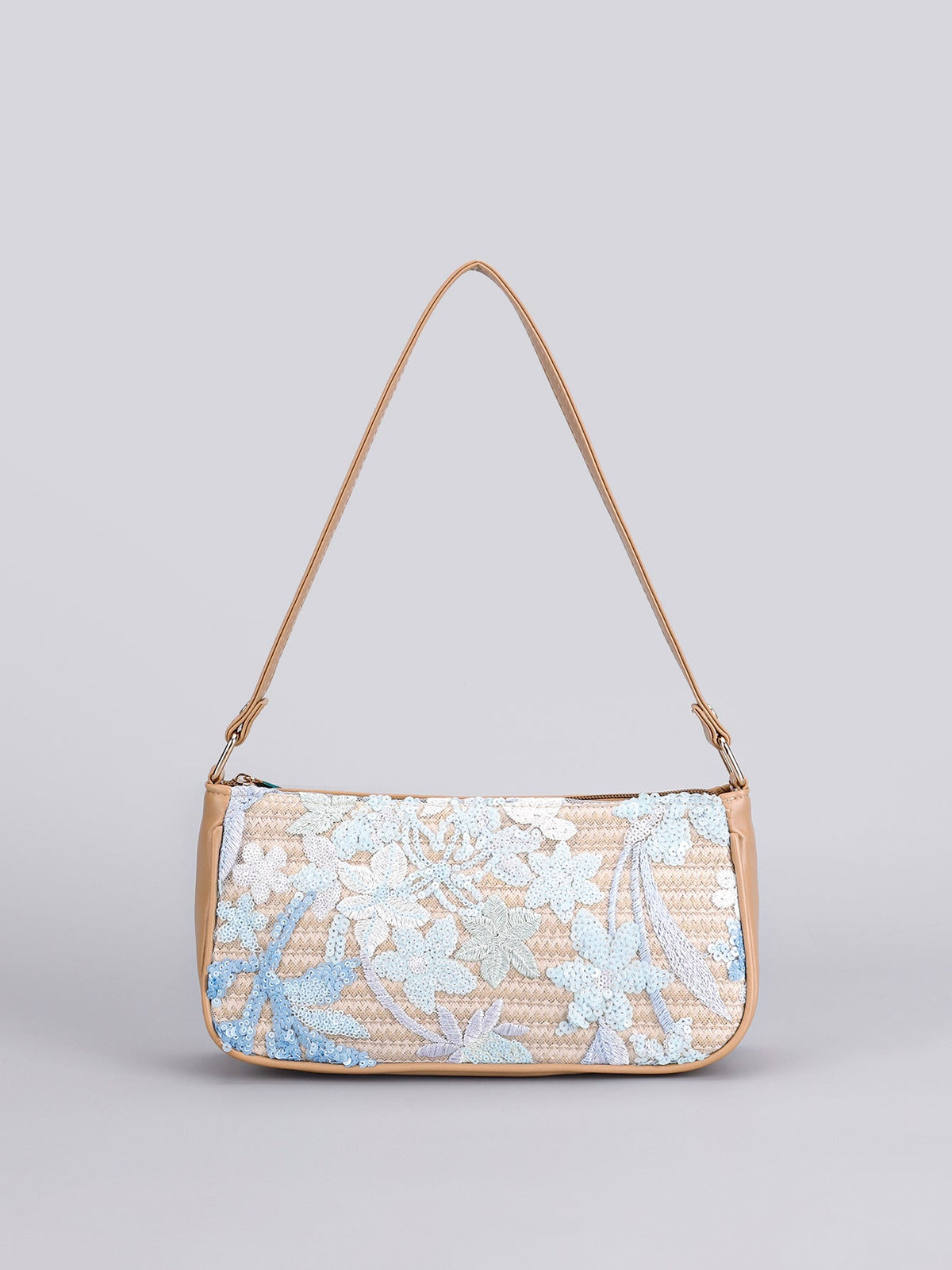 FROSTBLOOM | SCHULTERTASCHE MIT BLAUEN BLUMEN-PAILLETTEN