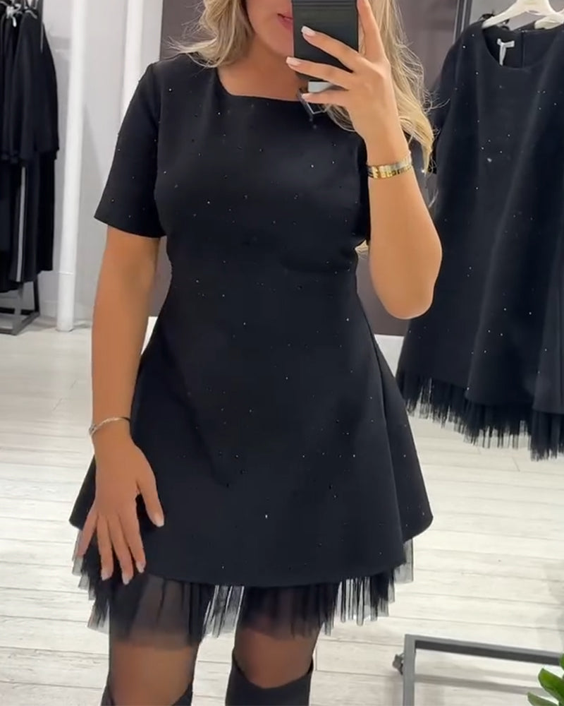 CHRISTEL | MINI-KLEID MIT GLITZERTÜLL-SAUM