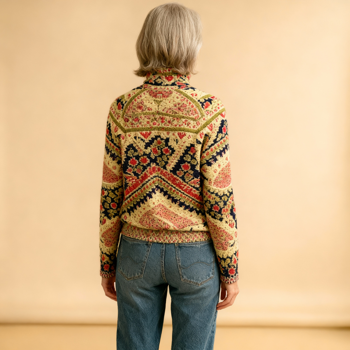 POPPY | VINTAGE-BLUMENSTRICKROLLKRAGENPULLOVER