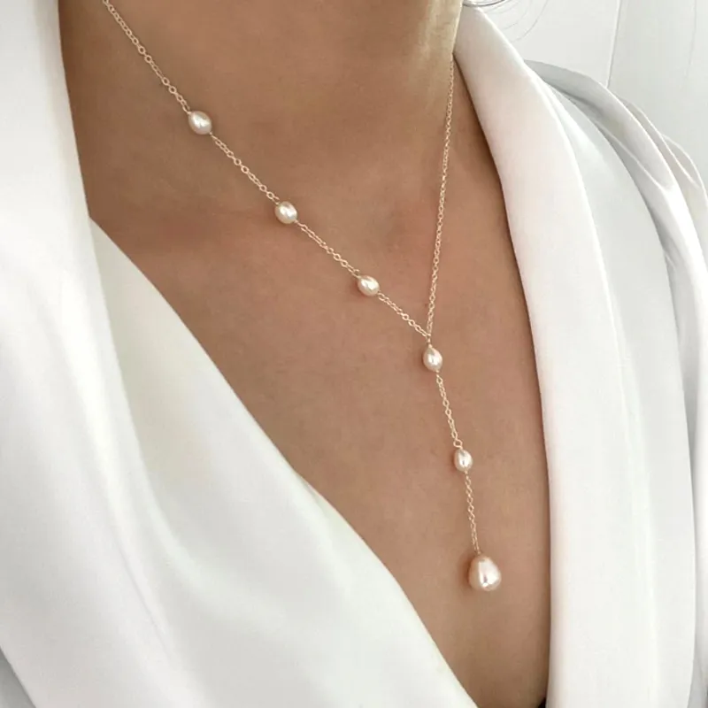 CALISTA | KASKADEN-PERLEN-LARIAT-HALSKETTE
