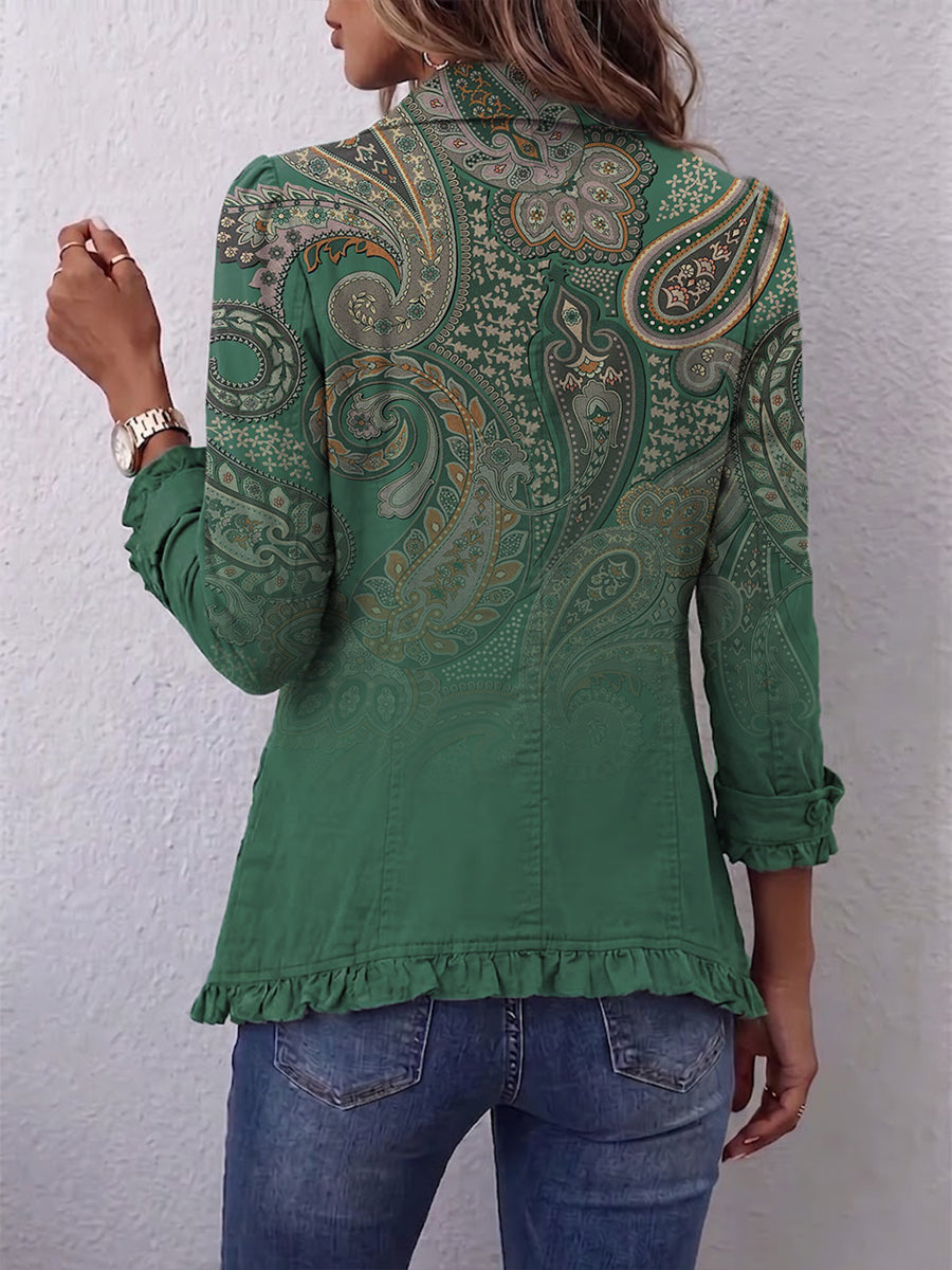 JEMARA | JACKE MIT RÜSCHEN UND BÖHMISCHEM PAISLEY-MUSTER