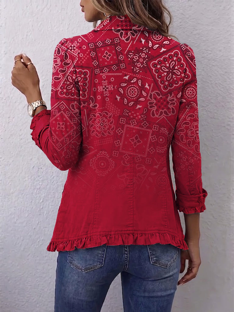 CRISELLE | BOHEMIAN-JACKE MIT PAISLEY-OMBRÉ-DRUCK UND RÜSCHEN