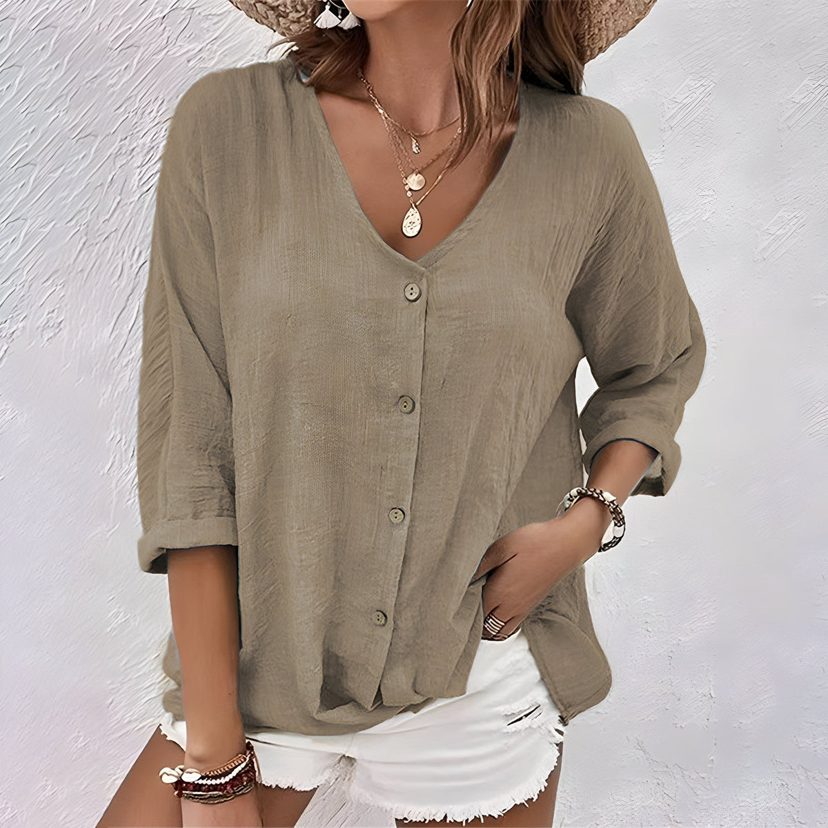 PERPETUA | LÄSSIGE BLUSE MIT KNÖPFEN