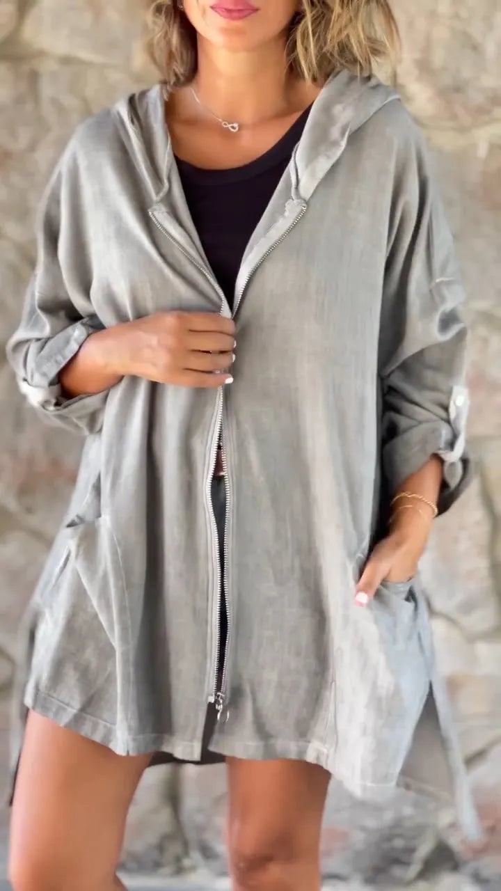 WINIFRED | LEGERE KAPUZENJACKE MIT REISSVERSCHLUSS