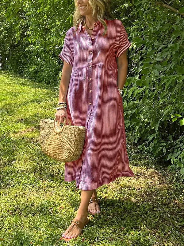 MONA | ELEGANTES GESTREIFTES KLEID