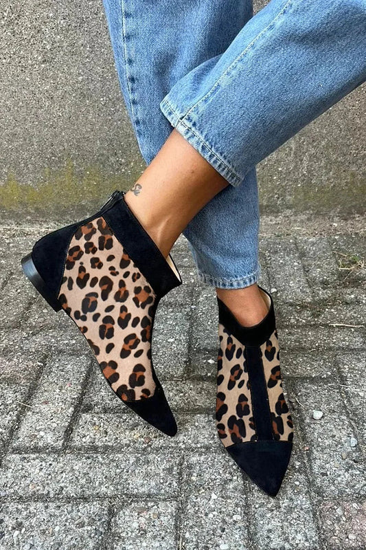 THERESA | LEOPARDEN-STIEFELETTEN MIT SPITZER KAPPE