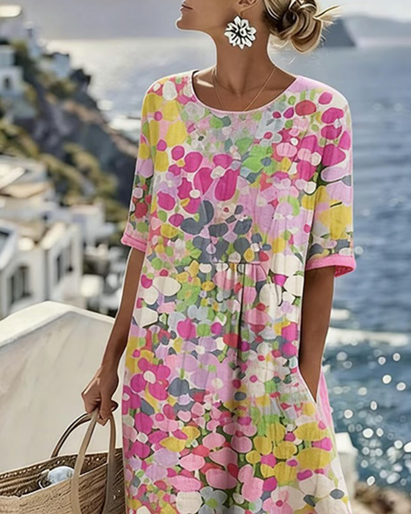 FLEURÉ | LUFTIGES MIDI-KLEID MIT BLUMENPRINT