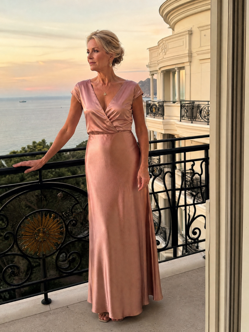 SAMOUSE | MAXIKLEID MIT KAPPUZELÄRMELN UND WICKELOBERTEIL