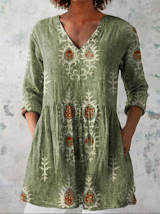 ELISE | LANGE BLUSE MIT V-AUSSCHNITT