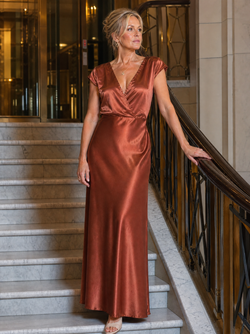 SAMOUSE | MAXIKLEID MIT KAPPUZELÄRMELN UND WICKELOBERTEIL