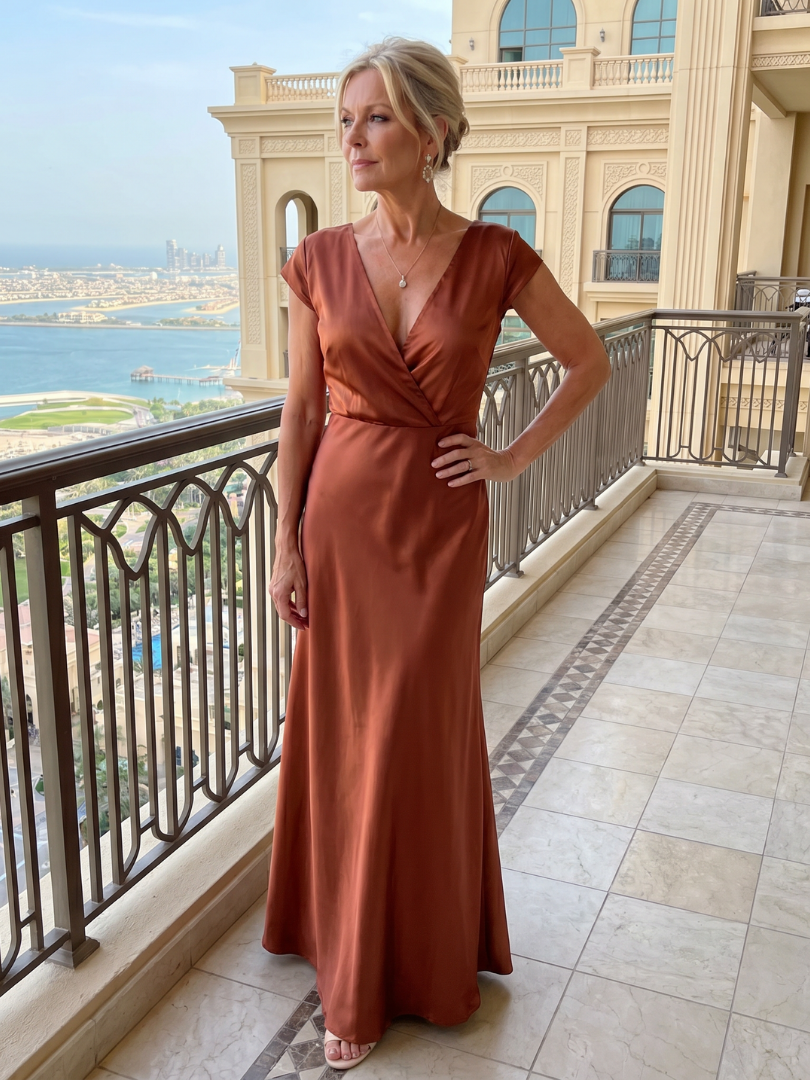 SAMOUSE | MAXIKLEID MIT KAPPUZELÄRMELN UND WICKELOBERTEIL