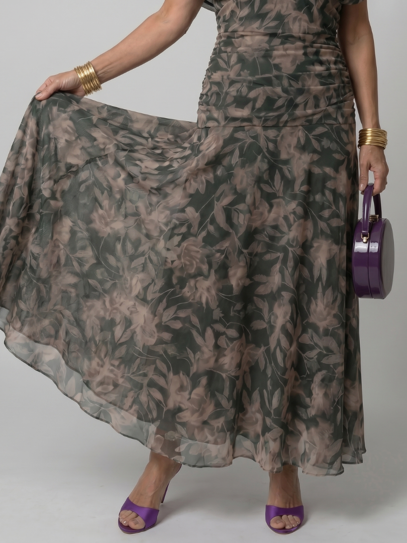 CALEN | SCHULTERFREIES MIDI-KLEID MIT FALLENDEM SCHNITT