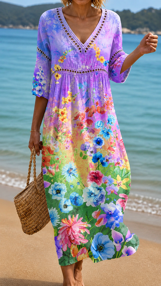 CHARLOTTE | STRANDKLEID MIT LEBENDIGEN BLUMENMUSTERN