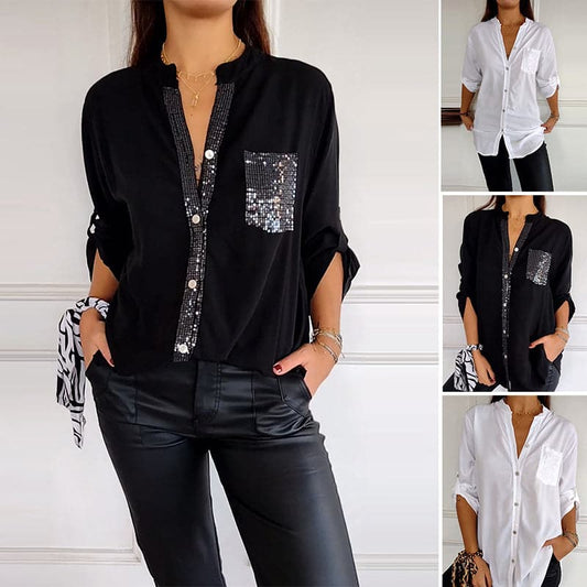 VERITY | BUTTON-UP-HEMD MIT PAILLETTENBESATZ
