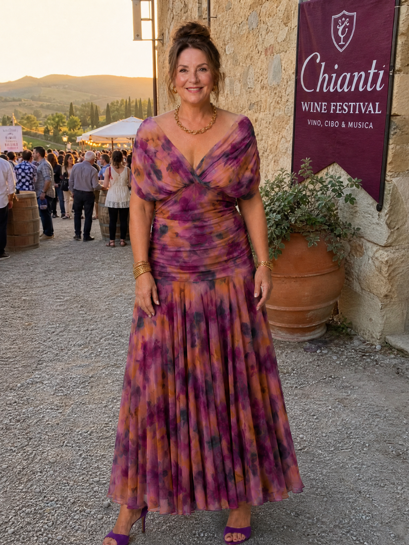 CALEN | SCHULTERFREIES MIDI-KLEID MIT FALLENDEM SCHNITT