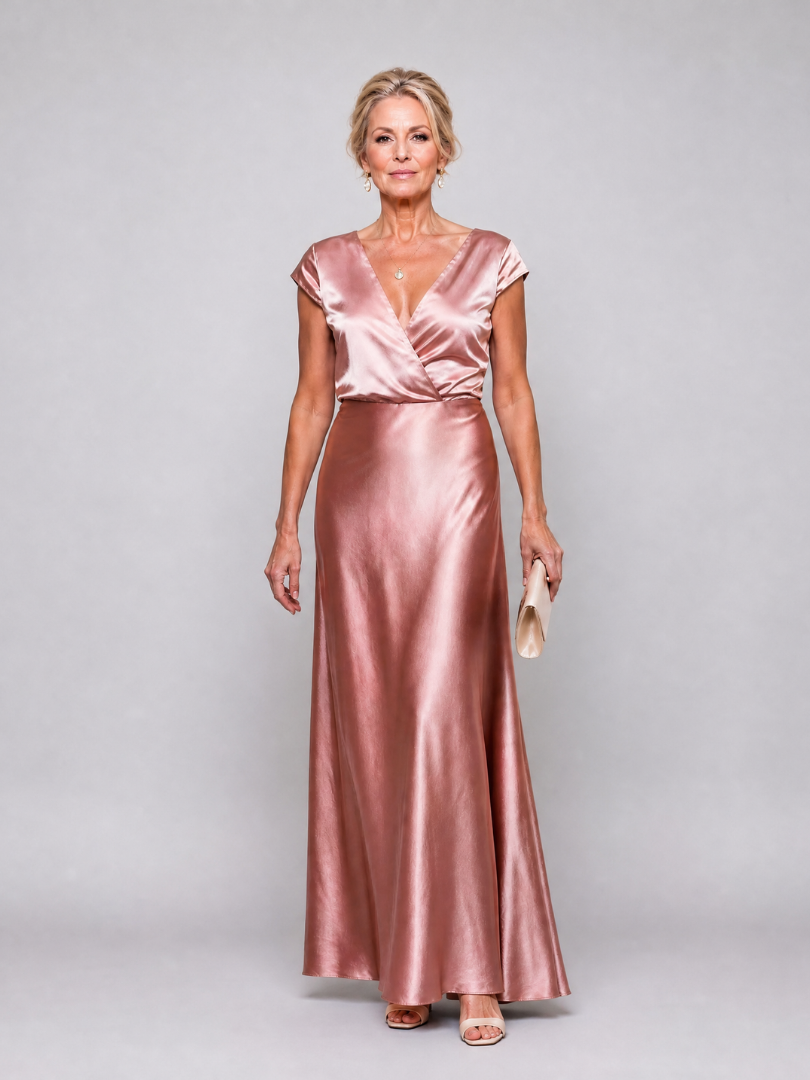 SAMOUSE | MAXIKLEID MIT KAPPUZELÄRMELN UND WICKELOBERTEIL