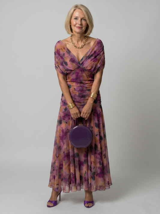 CALEN | SCHULTERFREIES MIDI-KLEID MIT FALLENDEM SCHNITT