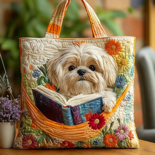 CHLOE | HANDGEFERTIGTE SHIH TZU-TASCHE MIT BÜCHERN UND BLUMEN