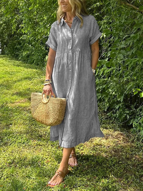 MONA | ELEGANTES GESTREIFTES KLEID