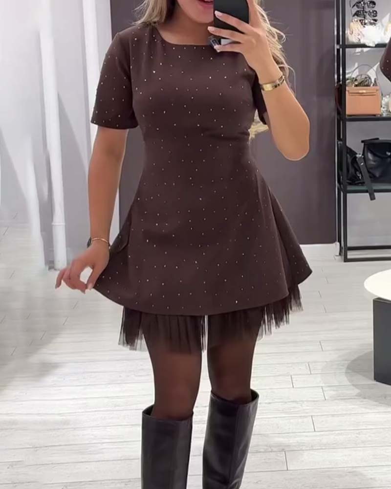 CHRISTEL | MINI-KLEID MIT GLITZERTÜLL-SAUM