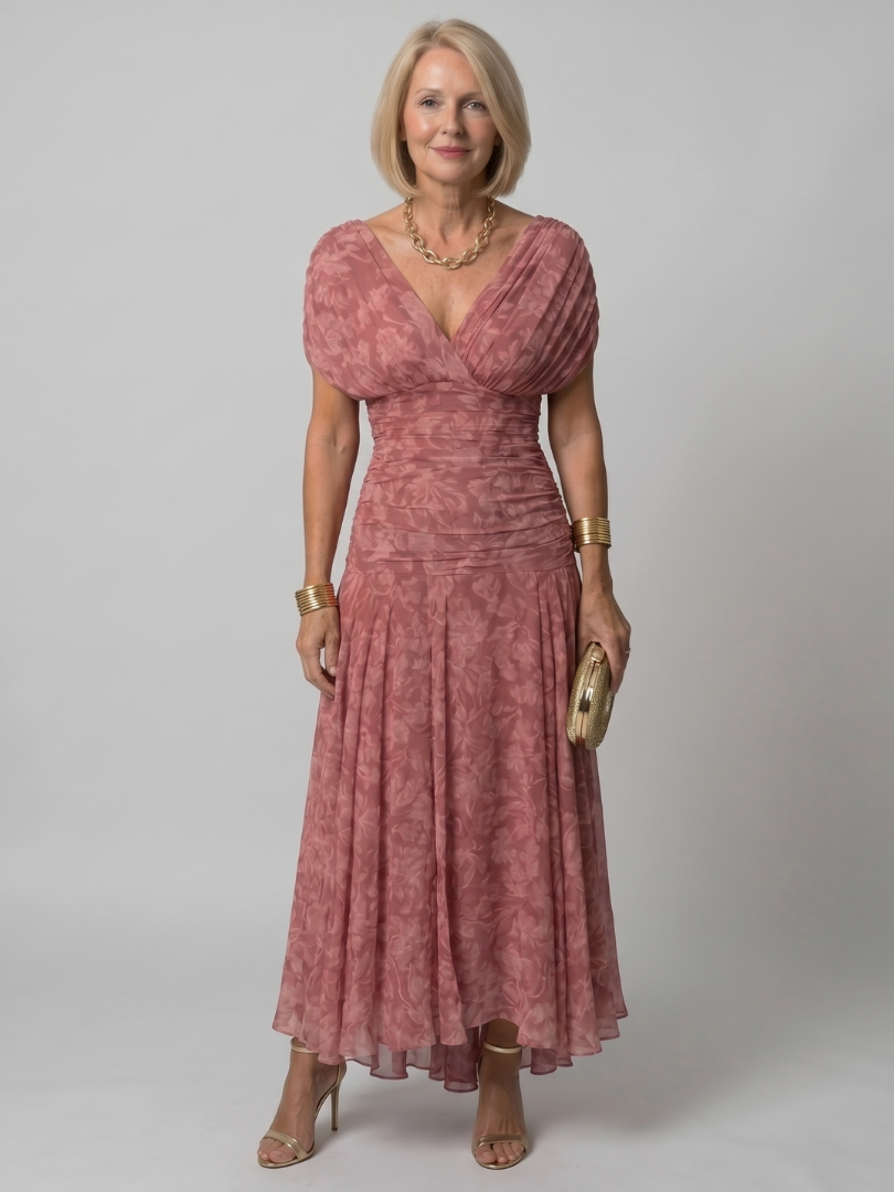 CALEN | SCHULTERFREIES MIDI-KLEID MIT FALLENDEM SCHNITT