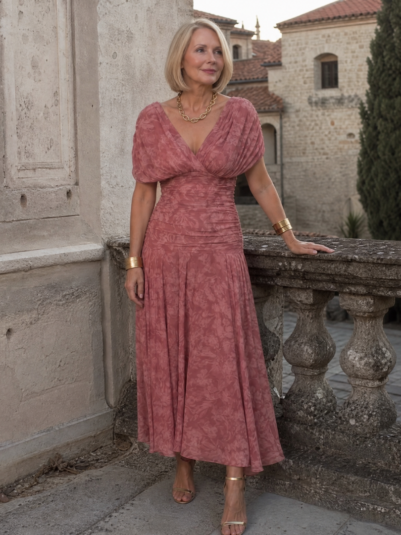CALEN | SCHULTERFREIES MIDI-KLEID MIT FALLENDEM SCHNITT