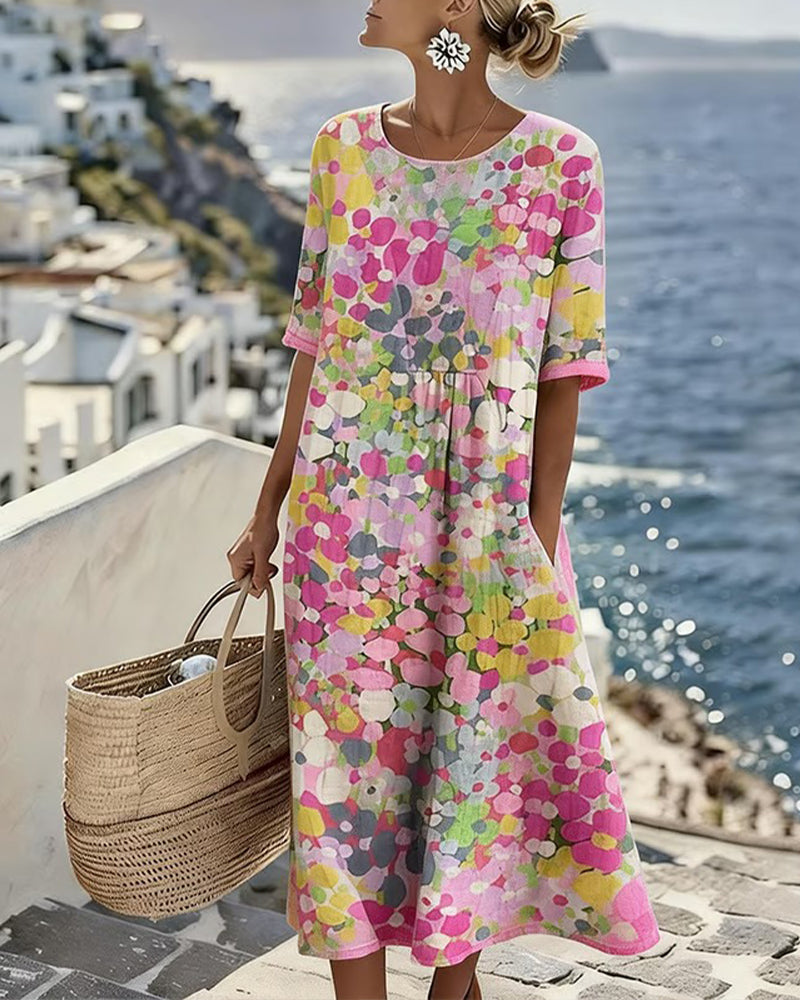 FLEURÉ | LUFTIGES MIDI-KLEID MIT BLUMENPRINT