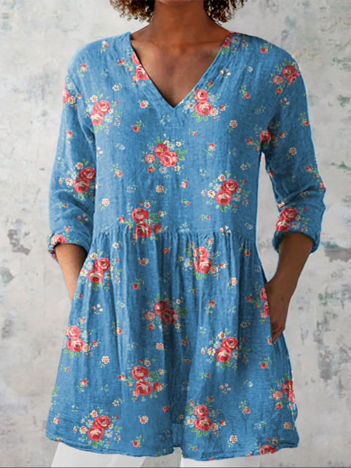 MELANIE | LANGE BLUSE MIT V-AUSSCHNITT