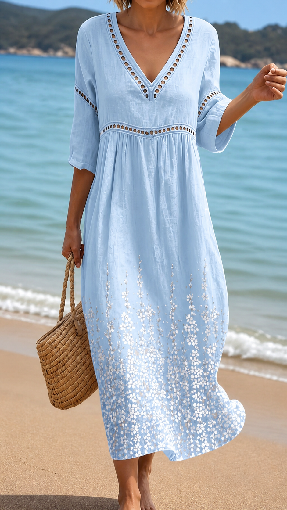 ELEANOR | SOFTES SOMMER-MIDIKLEID IN BLAU